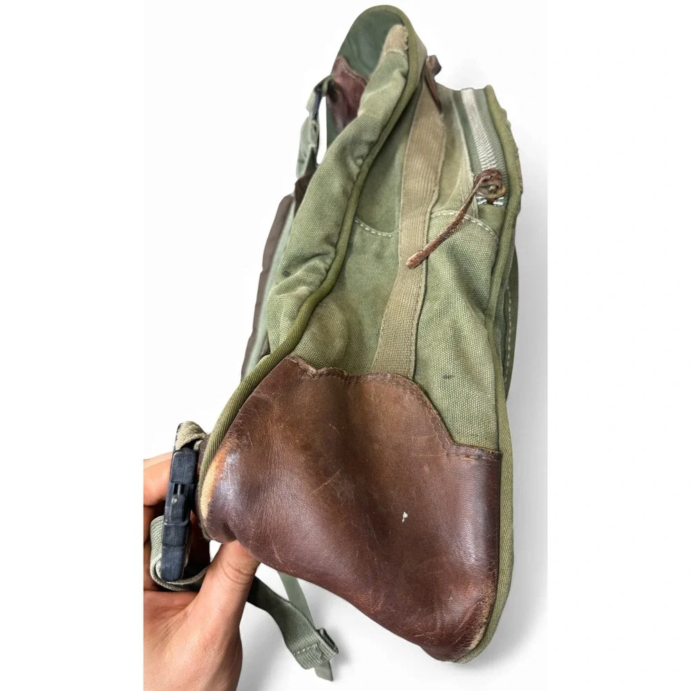 Vintage The Orvis Company Canvas Leather Backpack Green Outdoor Travel‎ 80s 90s